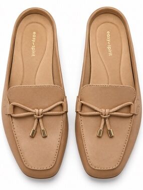 Easy Spirit mules loafers slides size 12M  backless flats beige suede office